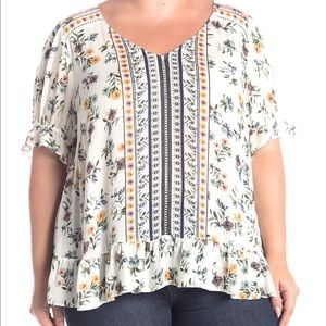 LUCKY BRAND white / floral blouse